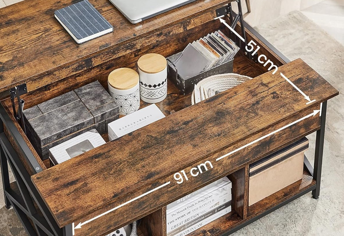 Lift Top Coffee Table Extendable with Compartment