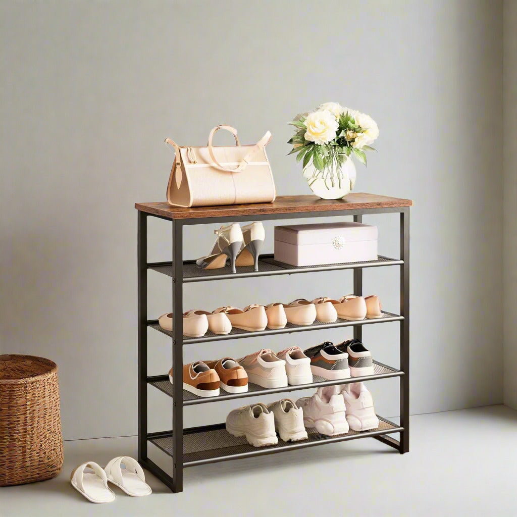 5 tier rustic shoe storage