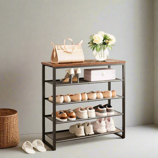 5 tier rustic shoe storage