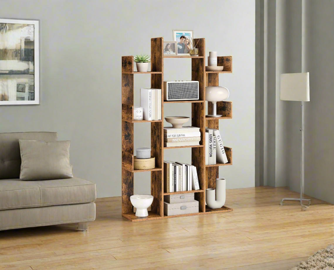 Tree Shaped Bookcase with 13 Storage Shelves