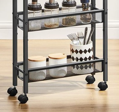 5-Tier Slim Rolling Trolley – Space-Saving Kitchen & Bathroom Storage Cart with Castors