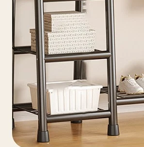 Heavy Duty Double Clothes Rail Rack with Bottom Storage Shelves & Hooks