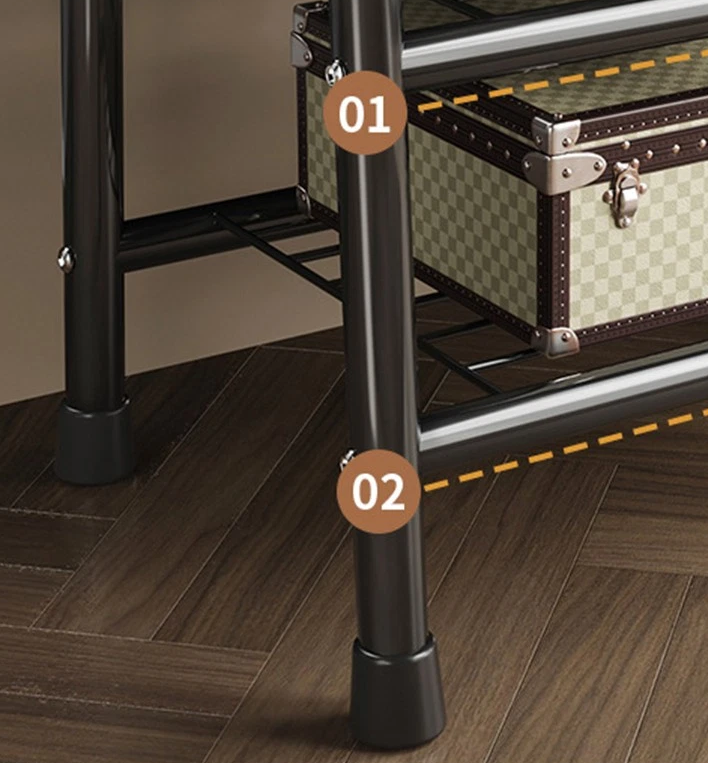 Heavy Duty Double Clothes Rail Rack with Bottom Storage Shelves & Hooks