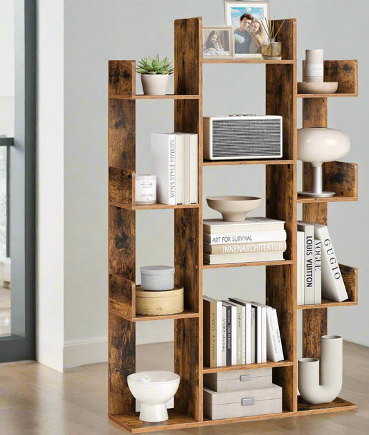 Tree Shaped Bookcase with 13 Storage Shelves