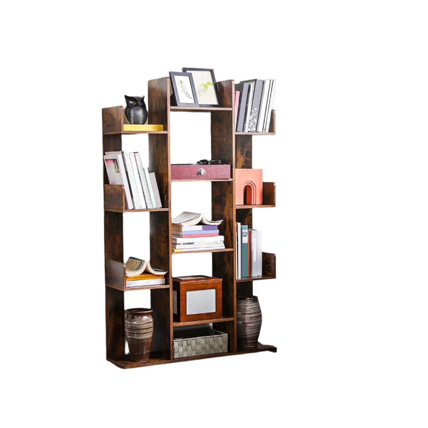 Tree Shaped Bookcase with 13 Storage Shelves