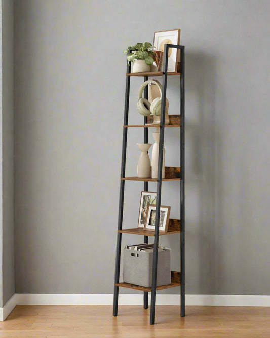 5 tier industrial ladder shelf