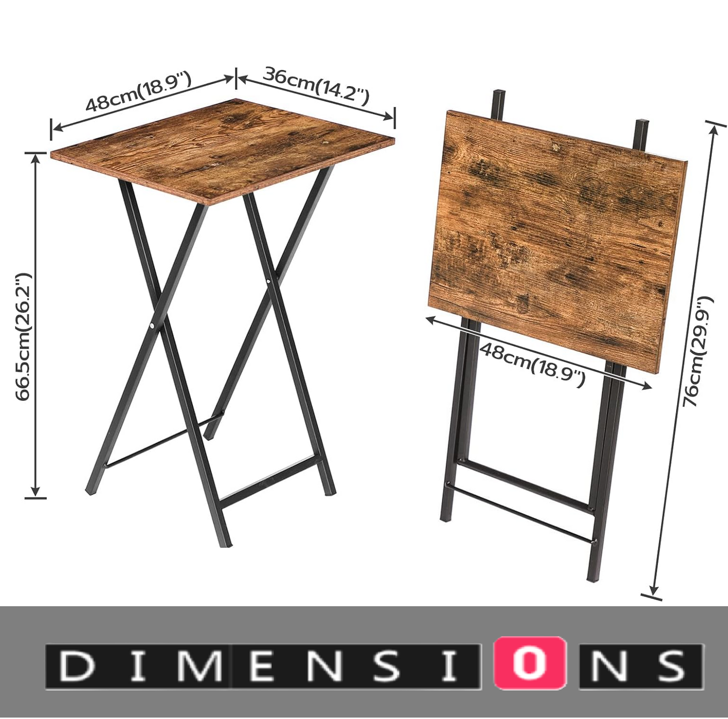 Set of 2 Folding Side Tables – Industrial Tables for Sofa , Laptop, or Drinks