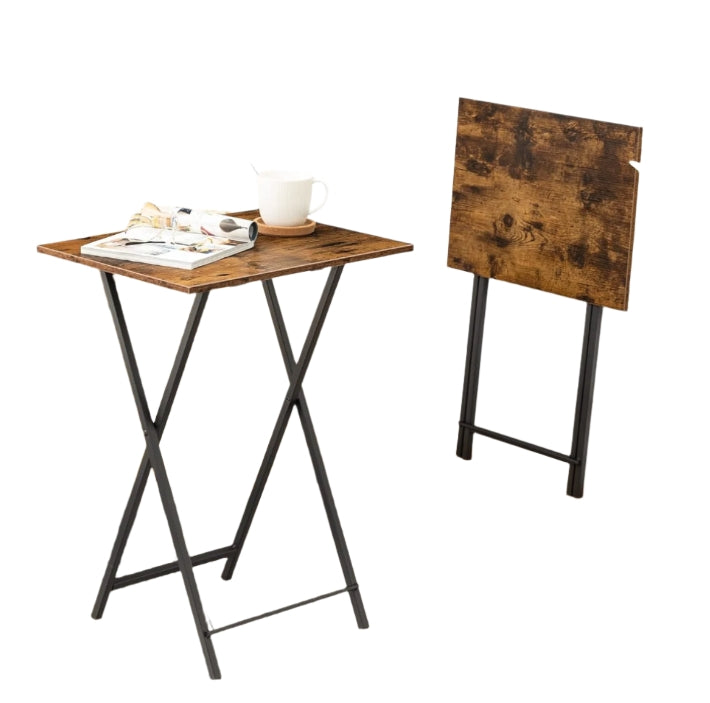 Set of 2 Folding Side Tables – Industrial Tables for Sofa , Laptop, or Drinks