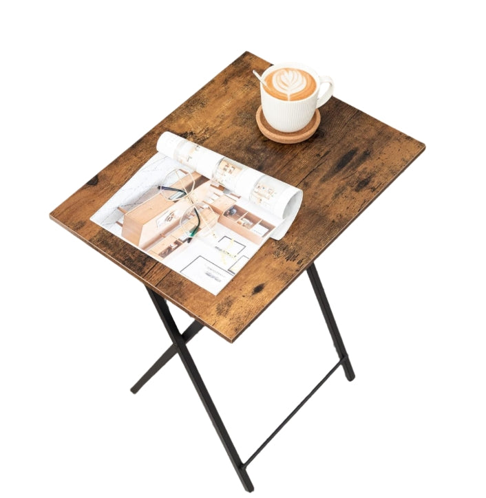 Set of 2 Folding Side Tables – Industrial Tables for Sofa , Laptop, or Drinks