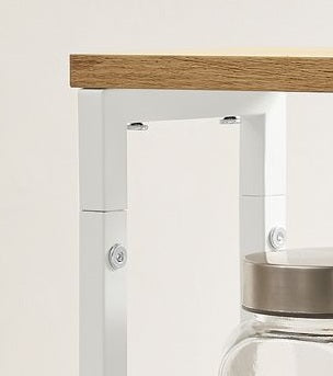 Slim 4-Tier Kitchen Storage Trolley with Wheels – Oak & White, Narrow Rolling Cart for Small Spaces