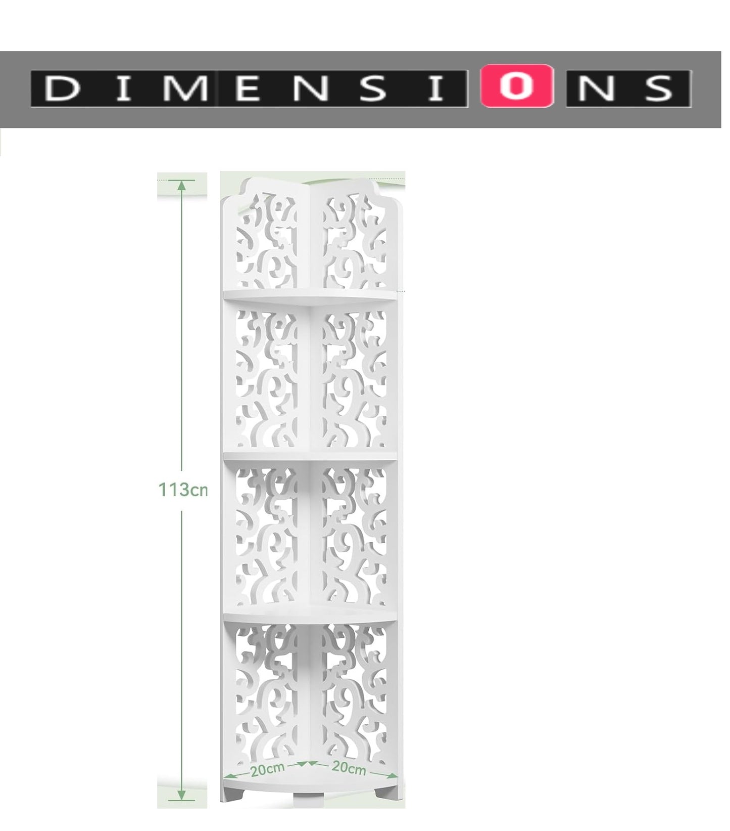 White Free-Standing Corner Shelf – 4-Tier PVC Storage Unit for Bathroom, Bedroom, Living Room & More