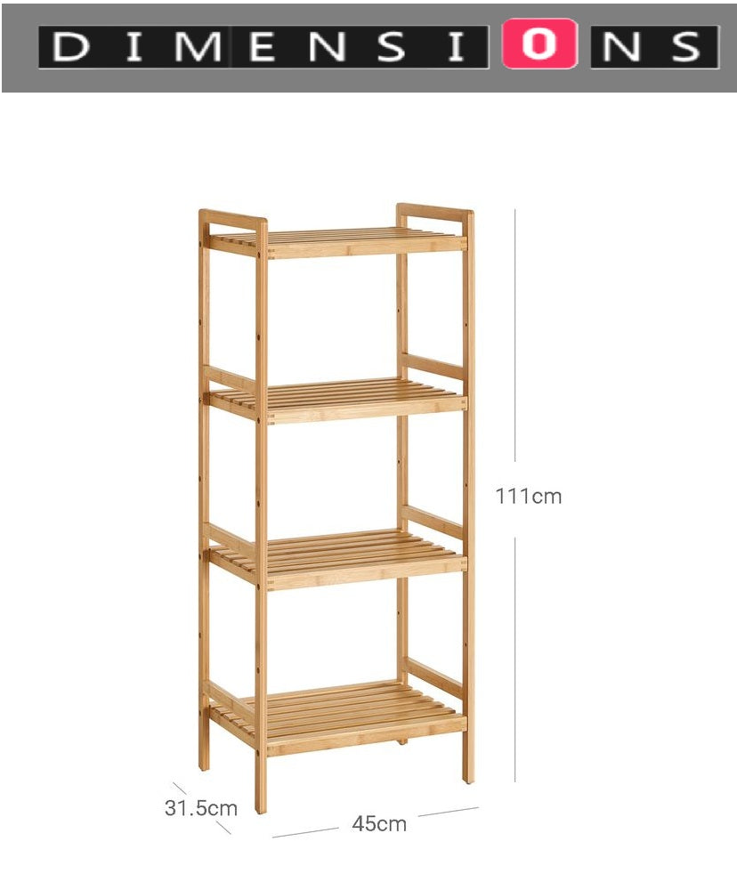 5-Tier Bamboo Storage Rack – Adjustable Shelves for Bathroom, Kitchen, Bedroom