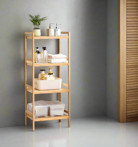 5-Tier Bamboo Storage Rack – Adjustable Shelves for Bathroom, Kitchen, Bedroom