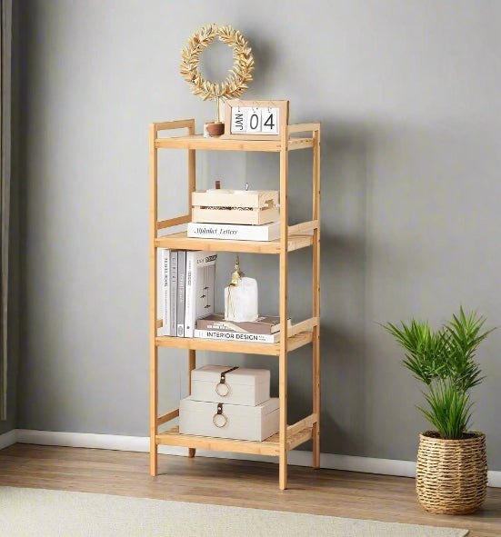 5-Tier Bamboo Storage Rack – Adjustable Shelves for Bathroom, Kitchen, Bedroom