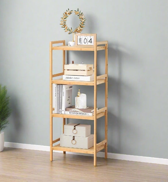 5-Tier Bamboo Storage Rack – Adjustable Shelves for Bathroom, Kitchen, Bedroom