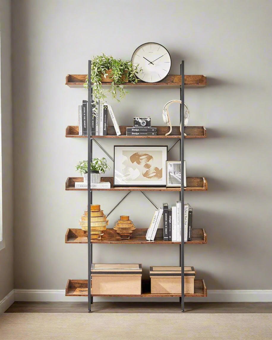 Industrial 5 Tier Bookcase Shelving