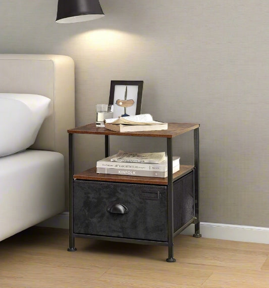 Nightstand Featuring Fabric Drawer - Bedside Table