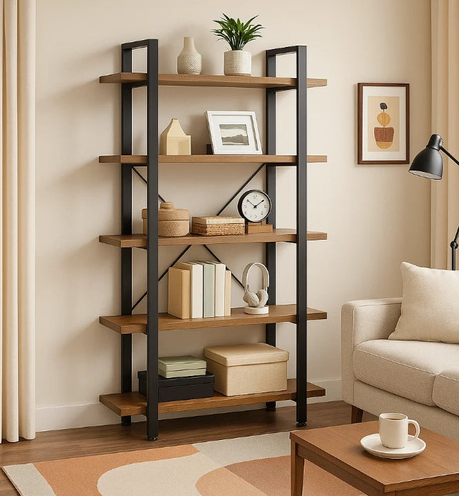 5 Tier Bookcase - Large Ladder Shelf