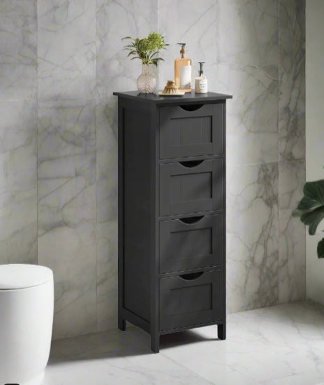 Black MDF storage cabinet suitable for narrow spaces