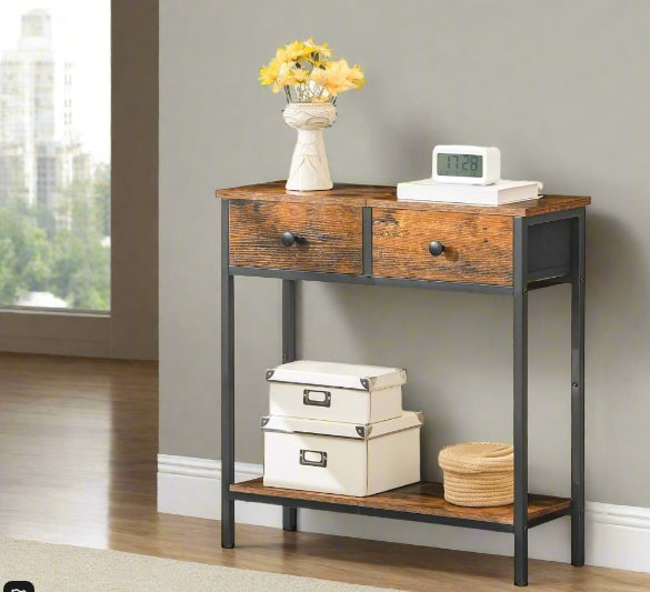 Rustic Console Table with Storage - Ideal for Living Room and Hallway