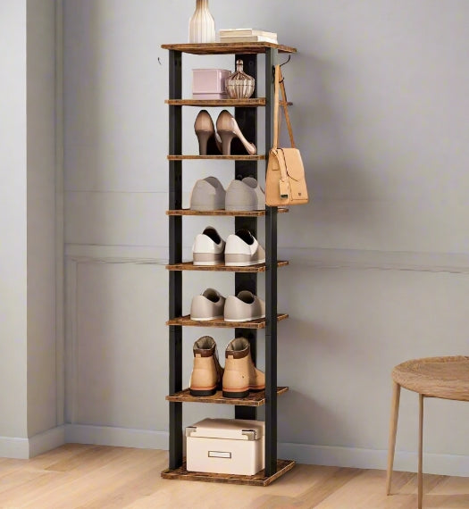 8 Tier Shoe Rack - Tall and Narrow with Vertical Storage