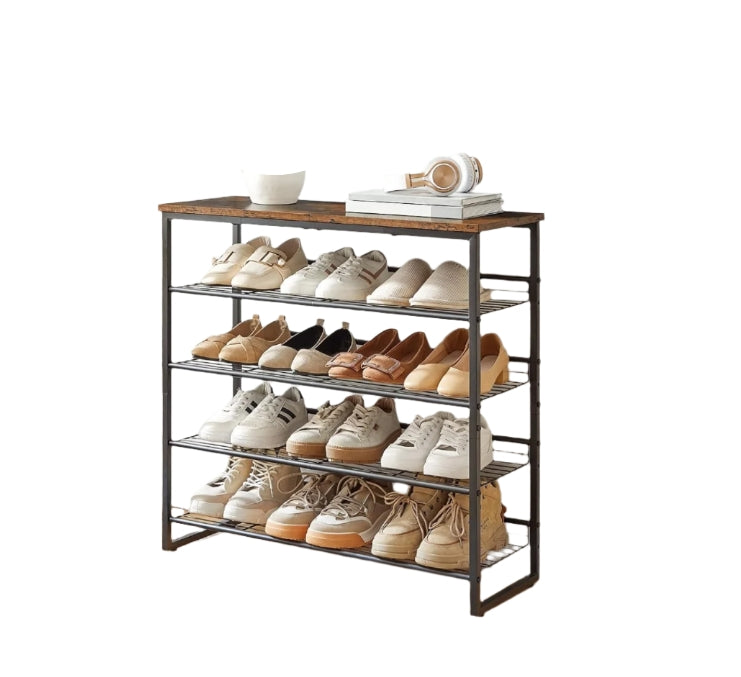 5-Tier Adjustable Shoe Rack - Shoe Organizer for Entryway