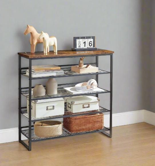 5-Tier Adjustable Shoe Rack - Shoe Organizer for Entryway
