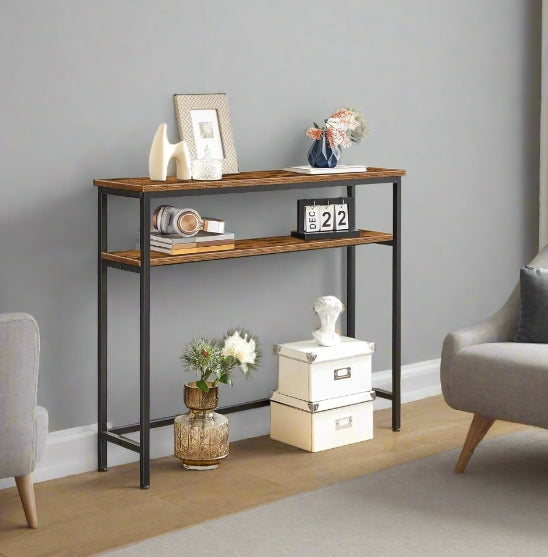 industrial slim console table for living room and bedroom rustic style