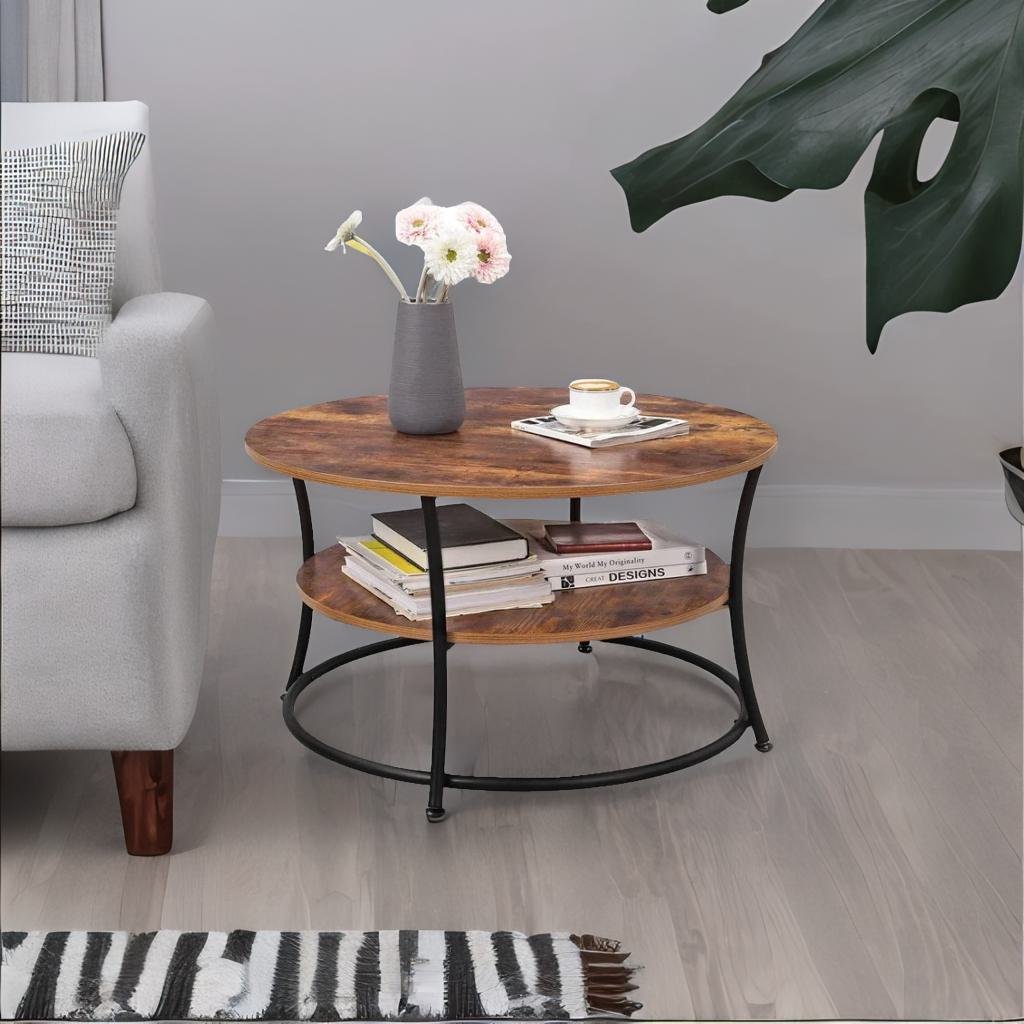 Round Coffee Table with 2 Tiers