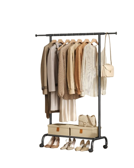Adjustable Clothes Rail in Ink Black and Sturdy Construction
