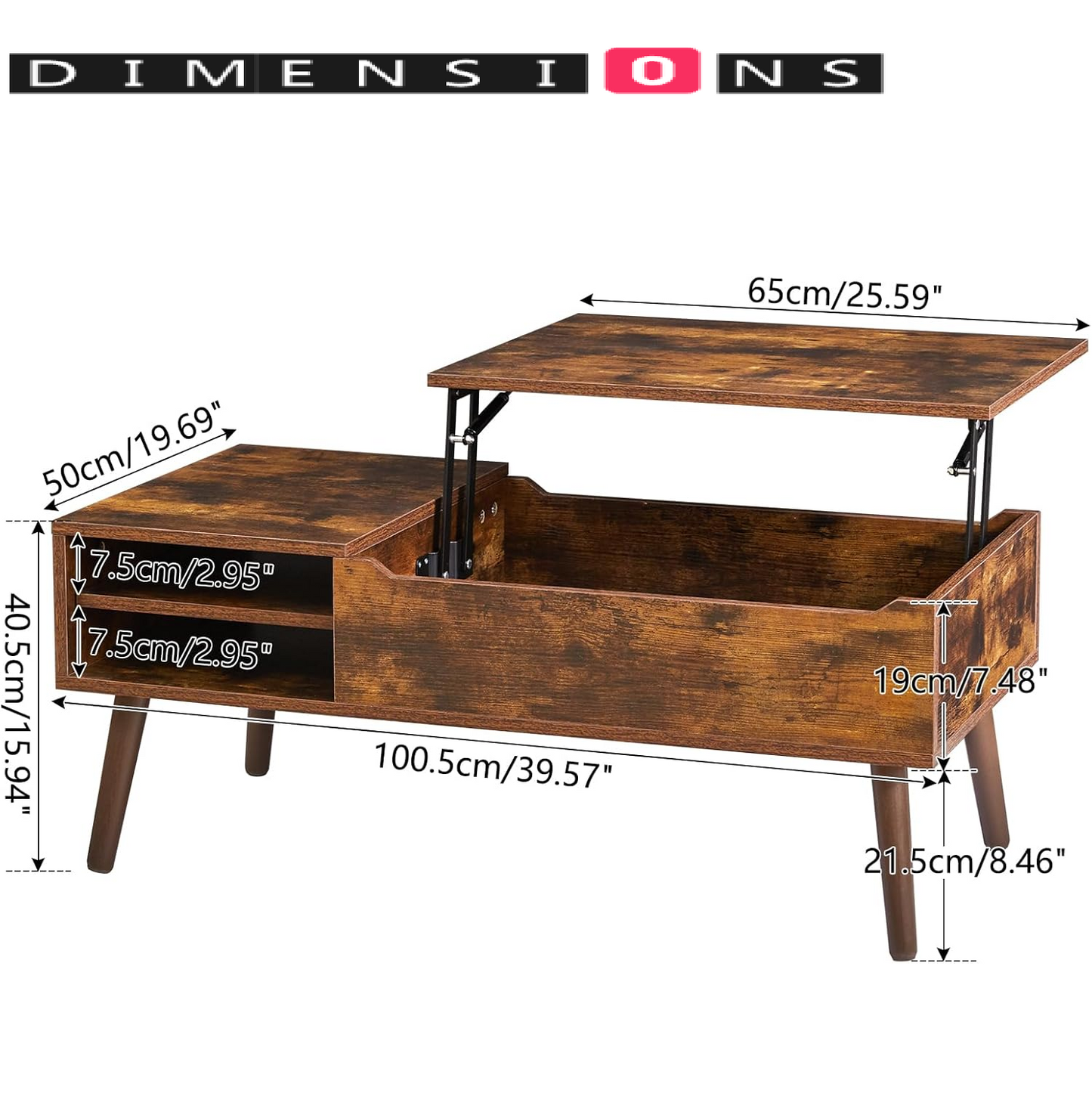 Lift-Top Coffee Table with Hidden Compartment and Adjustable Storage Shelf