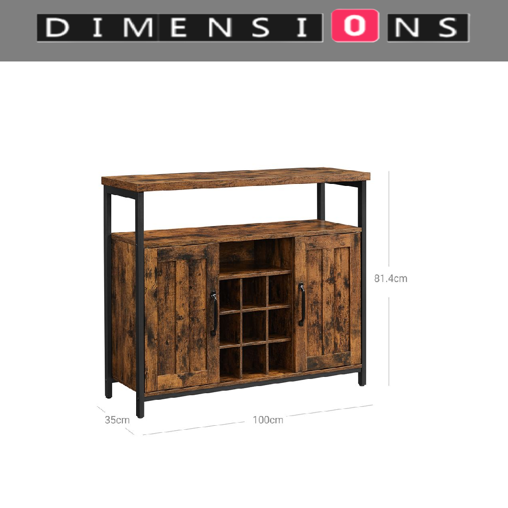 Rustic Sideboard Buffet Table with Wine Rack – Storage Cabinet for Kitchen or Dining Room