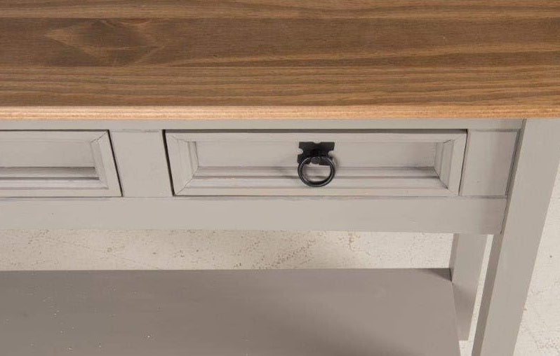 Grey Solid Pine Sideboard – 3-Drawer Rustic Cabinet