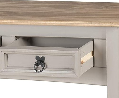 Grey Solid Pine Sideboard – 3-Drawer Rustic Cabinet
