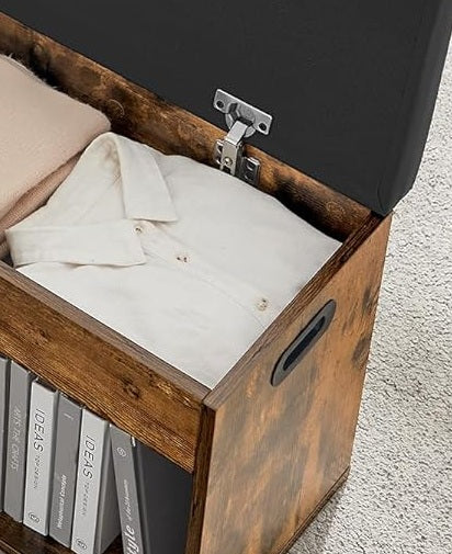 Shoe Bench with Cushion and 3 Compartments Storage