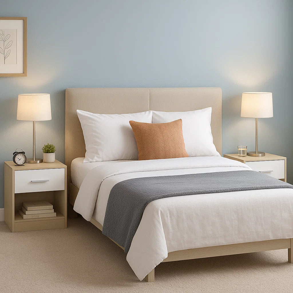 Set of 2 Bedside Tables with Drawers and Shelf – Nightstands for Bedroom or Living Room
