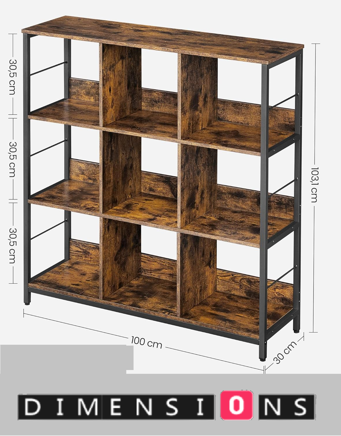 3-Tier Industrial Ladder Shelf Bookcase