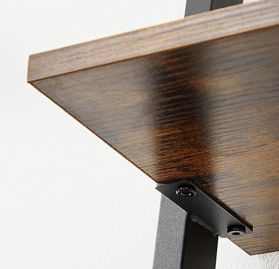 Industrial 4-Tier Ladder Shelf – Wall-Leaning Bookshelf & Storage Rack