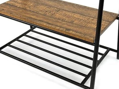 Industrial Coat Rack with Shoe Storage – Freestanding Clothes Stand with Hat Hooks