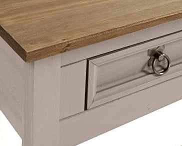 Grey Wax Solid Pine Furniture Rustic Mexican Style with Decorative Metal Fittings
