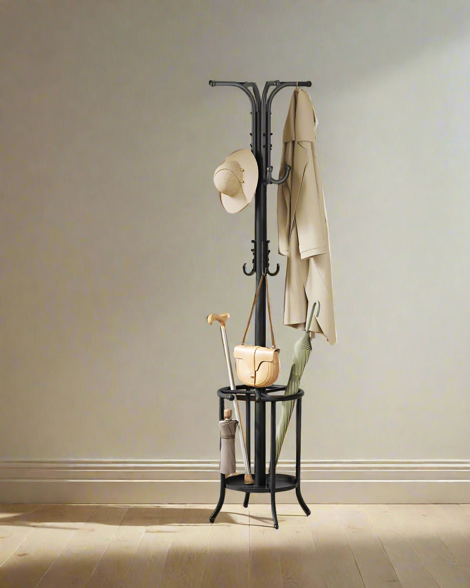 black coat stand umbrella hanger