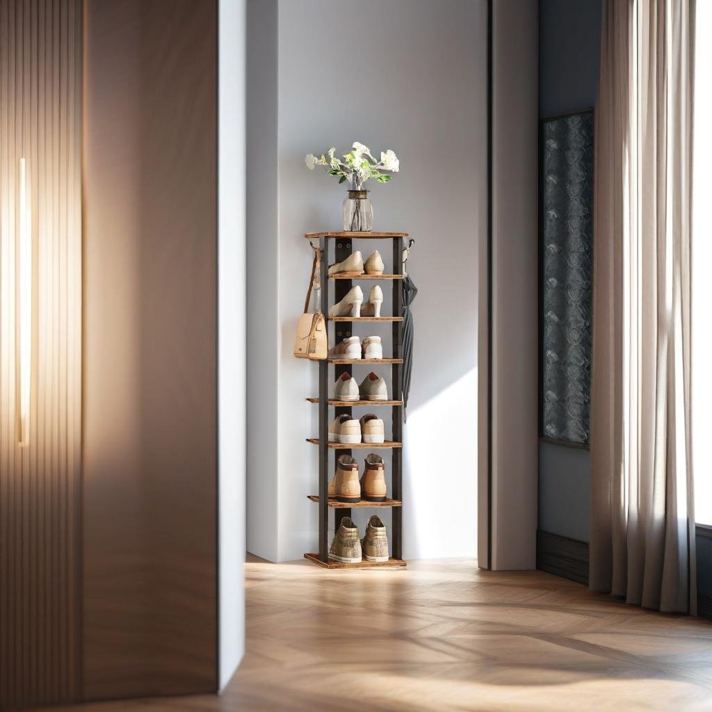 8 Tier Shoe Rack - Tall and Narrow with Vertical Storage