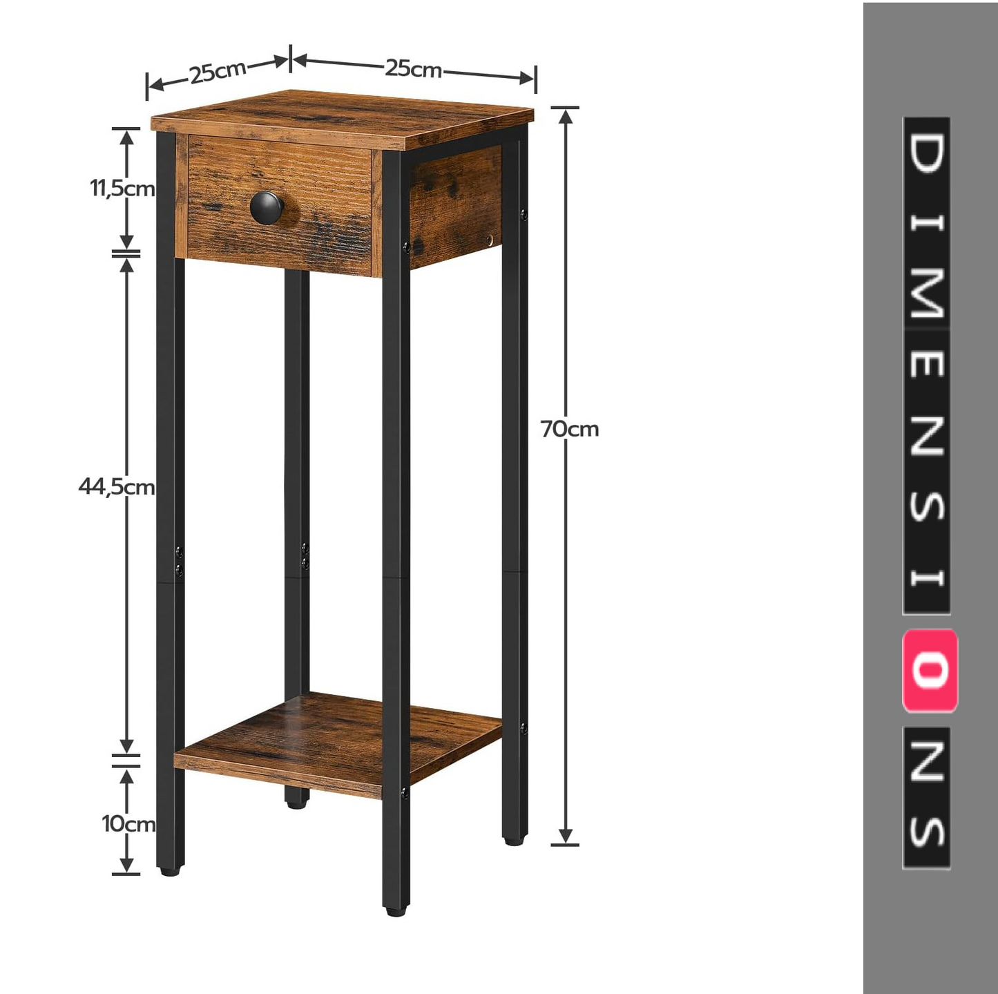 Set of 2 Slim Bedside Table with Drawer