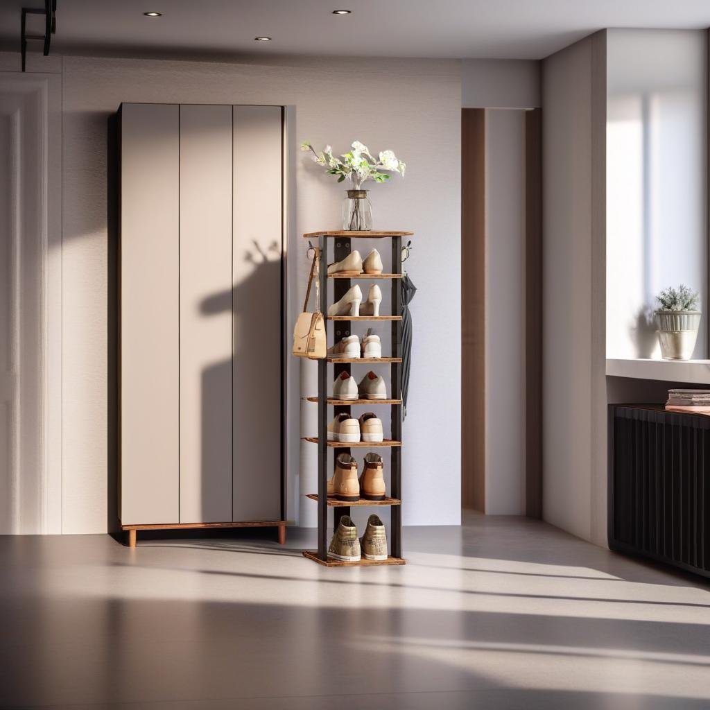 8 Tier Shoe Rack - Tall and Narrow with Vertical Storage