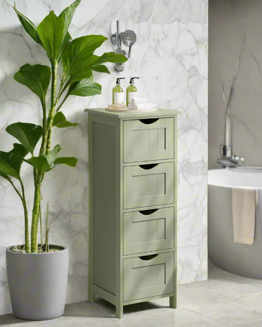 Versatile green storage cabinet for bathroom, kitchen, or living room