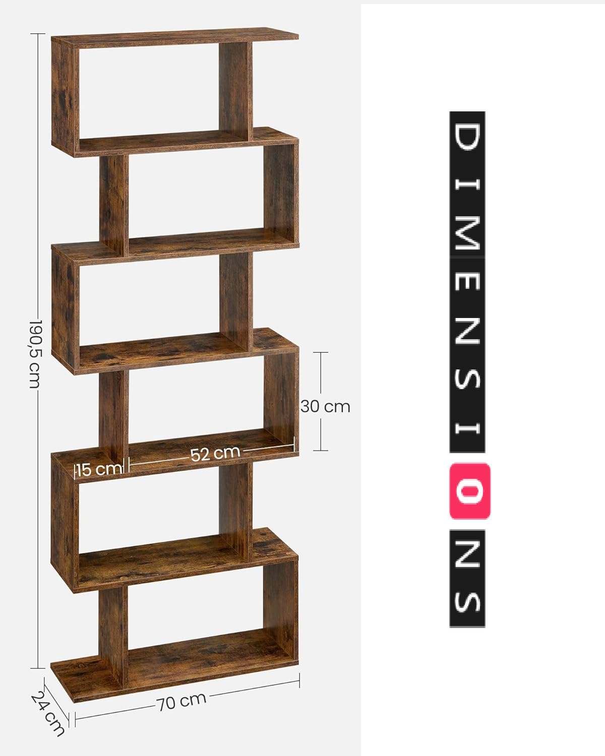 6-Tier Modern Style Bookcase Shelf - Storage Unit