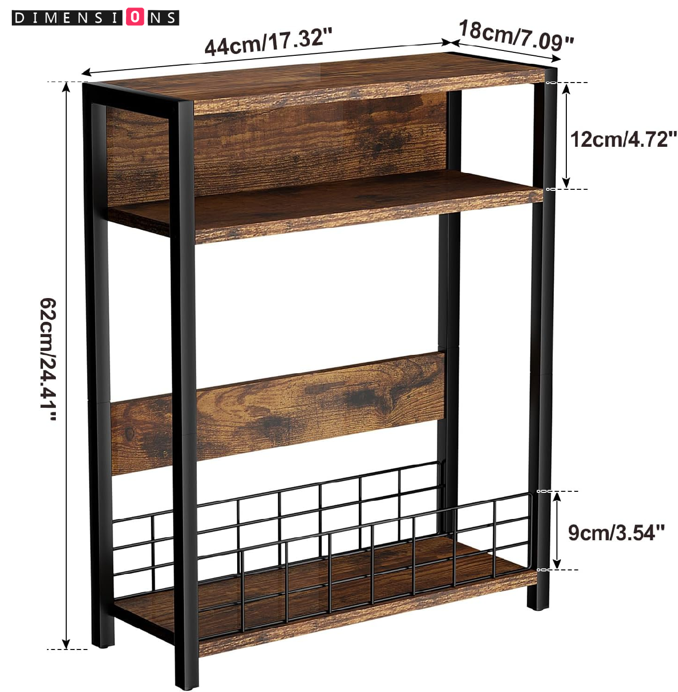 3-Tier Slim Side End Table for Small Spaces