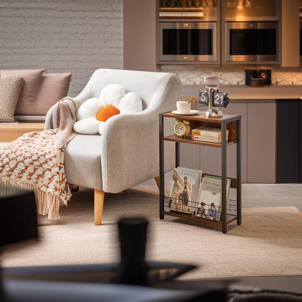 3-Tier Slim Side End Table for Small Spaces