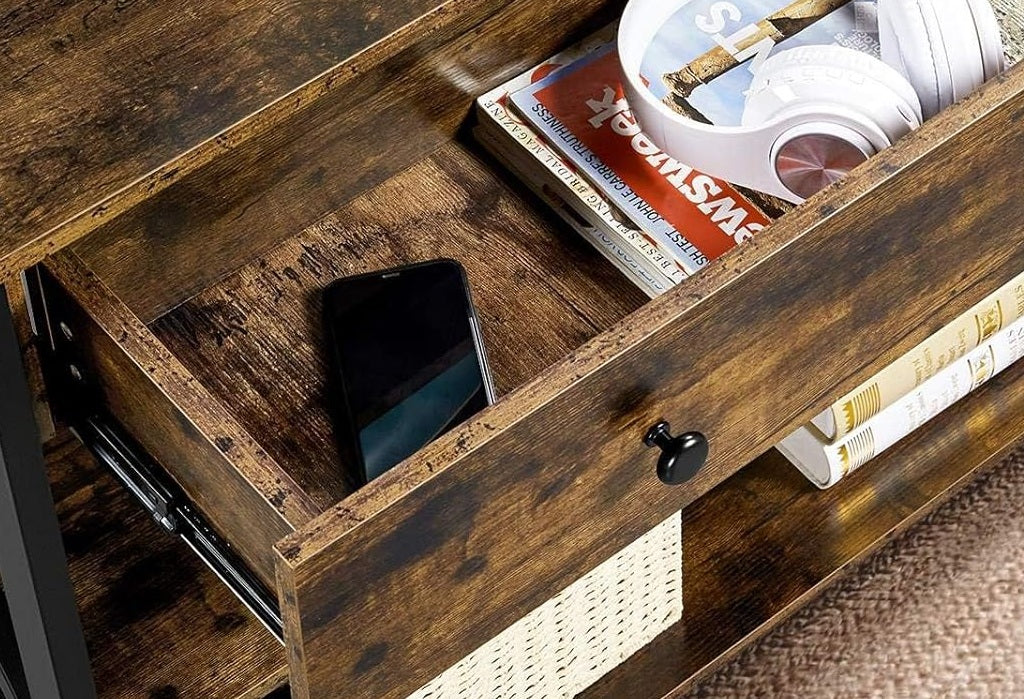 Industrial Console Table with Drawer and 2 Shelves