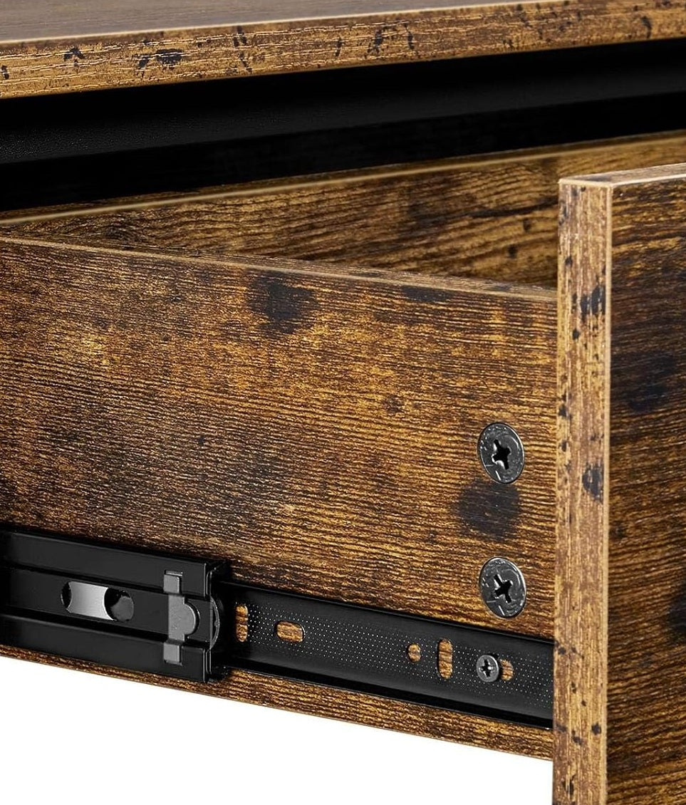 Industrial Console Table with Drawer and 2 Shelves